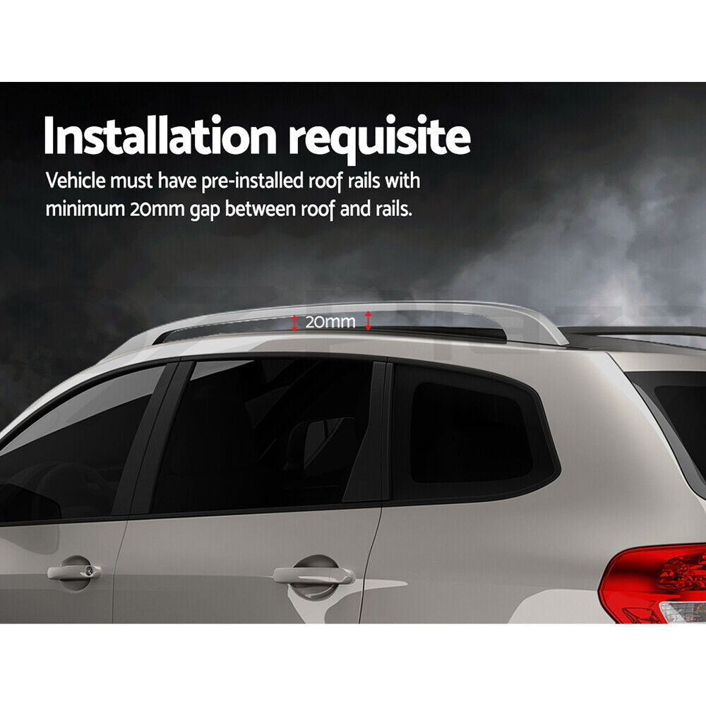 Universal Car Roof Racks Pod Aluminium Cross Bars 111Cm Silver Upgraded Holder