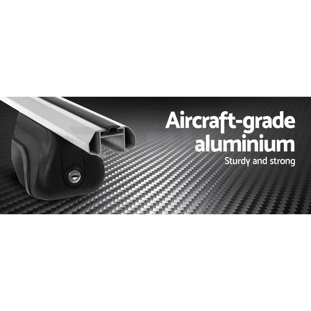 Universal Car Roof Racks Pod Aluminium Cross Bars 111Cm Silver Upgraded Holder