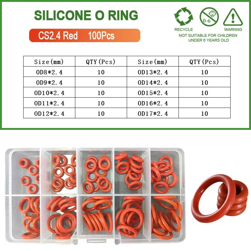 Silicone Seal Rings Set Pressure Washer Spacer Rubber O-Ring Plumbing Gasket Oil Resistant Nbr O Ring High Temperature Oring Kit