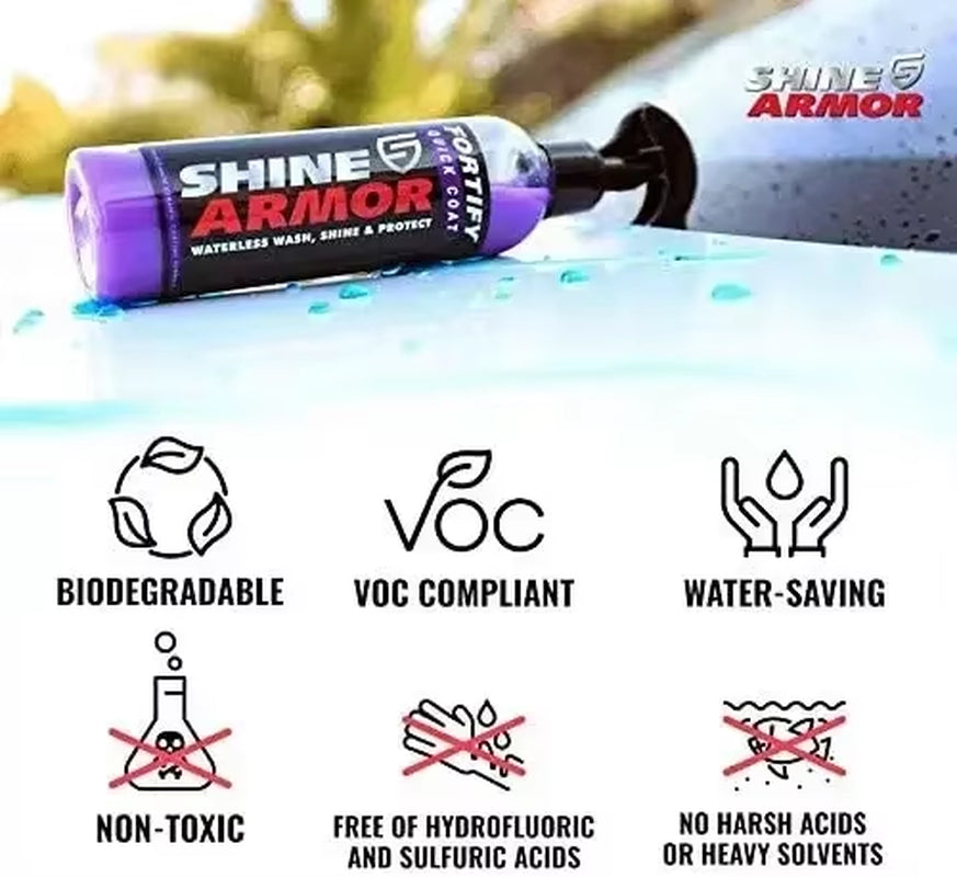 SHINE ARMOR Fortify Quick Coat Ceramic Coating and Waterless Car Wash & Wax Spray with Hydrophobic Top Coat Polish