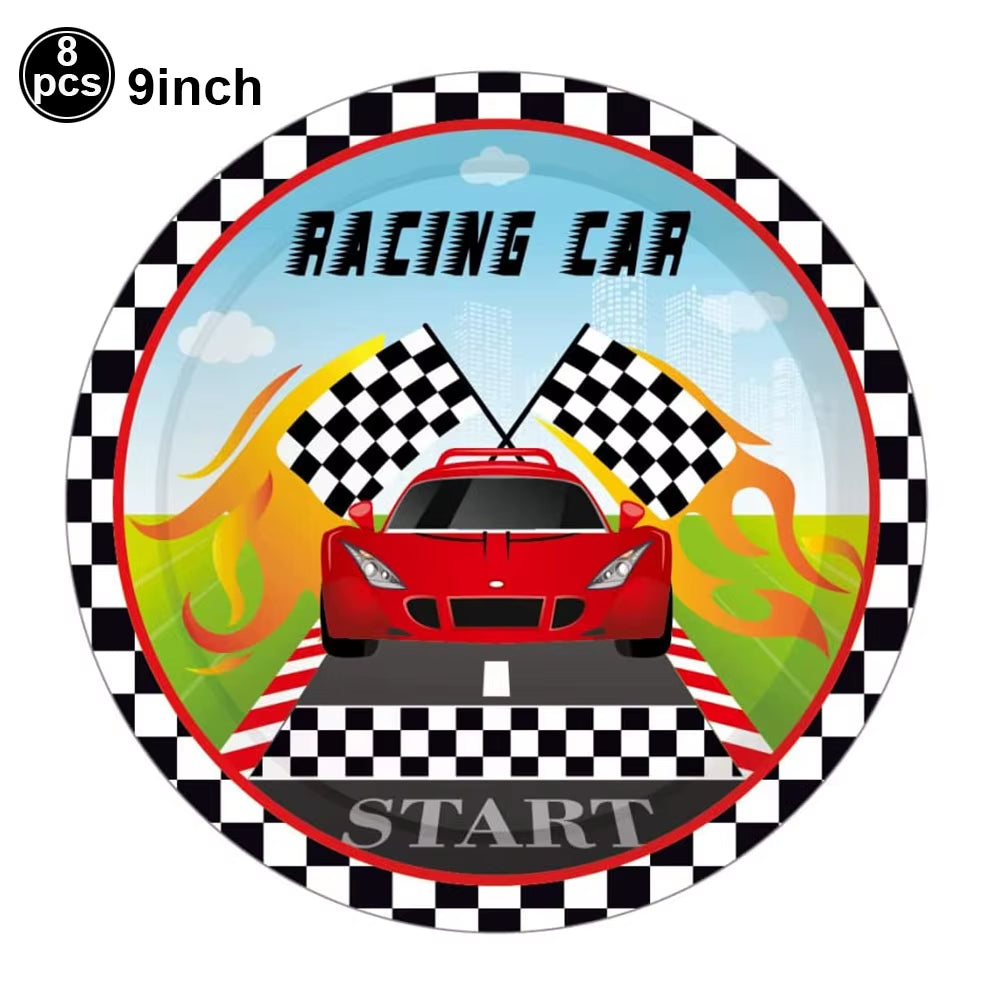 1Set 137X274Cm Black White Tablecloths Racing Car Motorcycle Theme Party Dispossible Plastic Tablecover Birthday Party Supplies