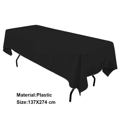 1Set 137X274Cm Black White Tablecloths Racing Car Motorcycle Theme Party Dispossible Plastic Tablecover Birthday Party Supplies
