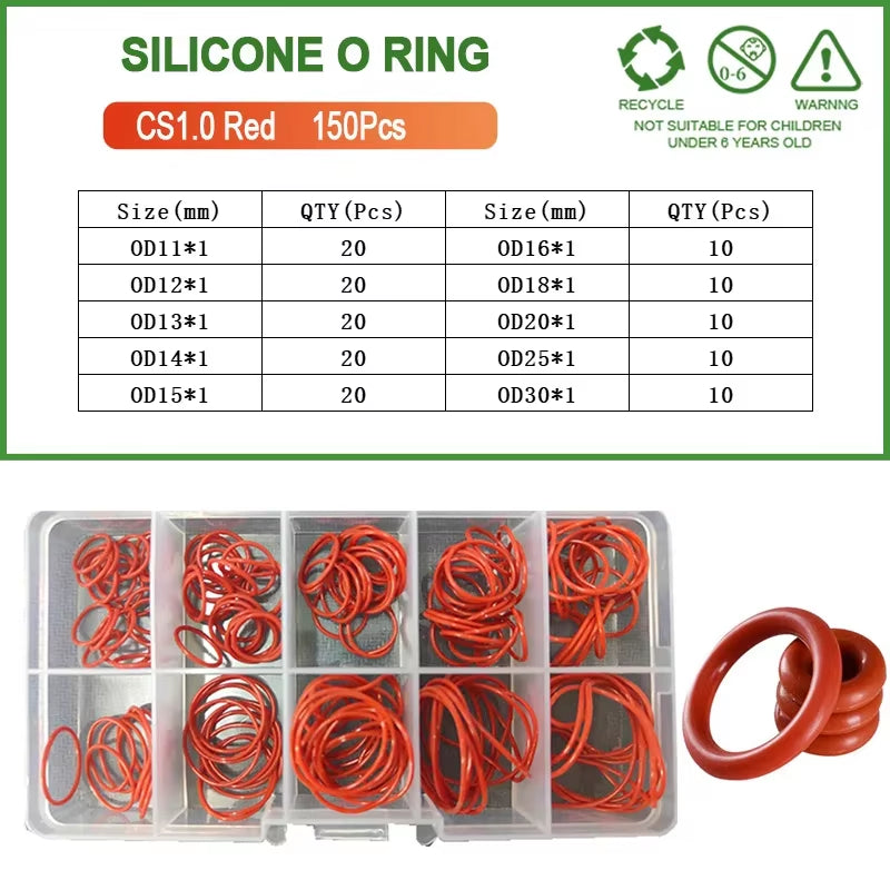 Silicone Seal Rings Set Pressure Washer Spacer Rubber O-Ring Plumbing Gasket Oil Resistant Nbr O Ring High Temperature Oring Kit