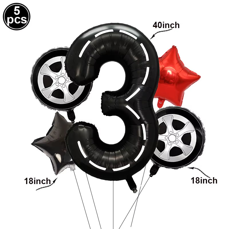 Car Wheel Theme Birthday Party Plate Napkin Balloons Checkered Race Car Themed Party 3TH 4TH 5TH Birthday Party Supplies