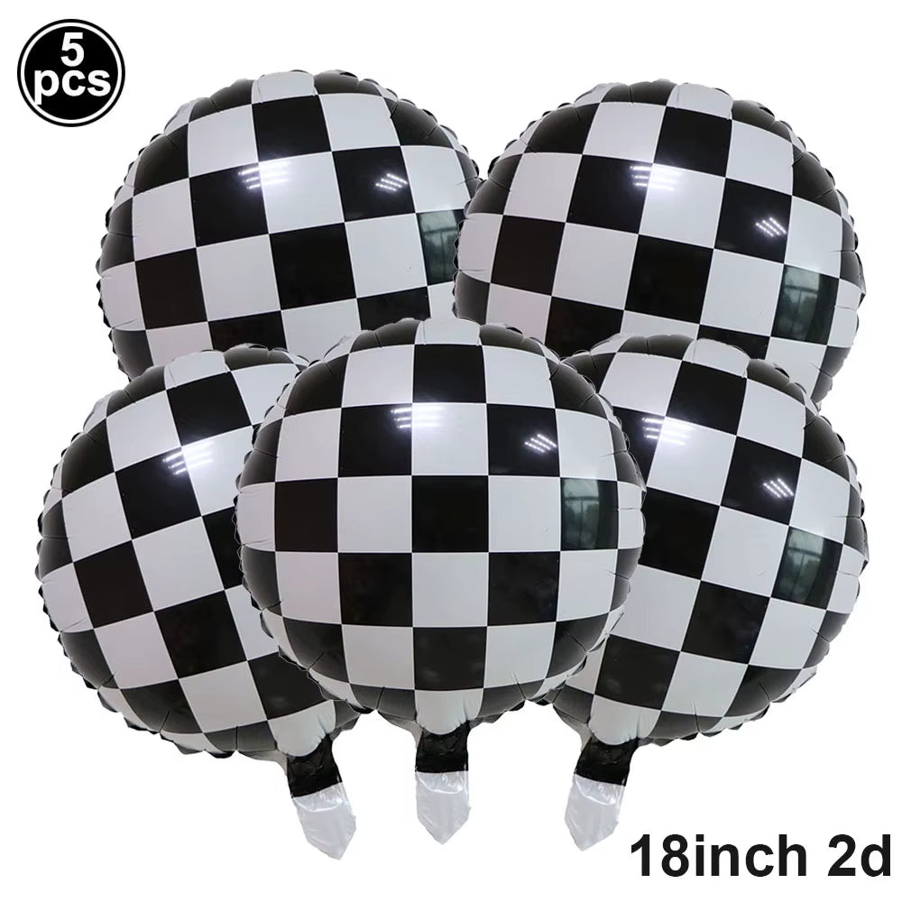 Car Wheel Theme Birthday Party Plate Napkin Balloons Checkered Race Car Themed Party 3TH 4TH 5TH Birthday Party Supplies