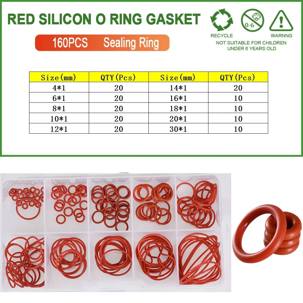 Silicone Seal Rings Set Pressure Washer Spacer Rubber O-Ring Plumbing Gasket Oil Resistant Nbr O Ring High Temperature Oring Kit