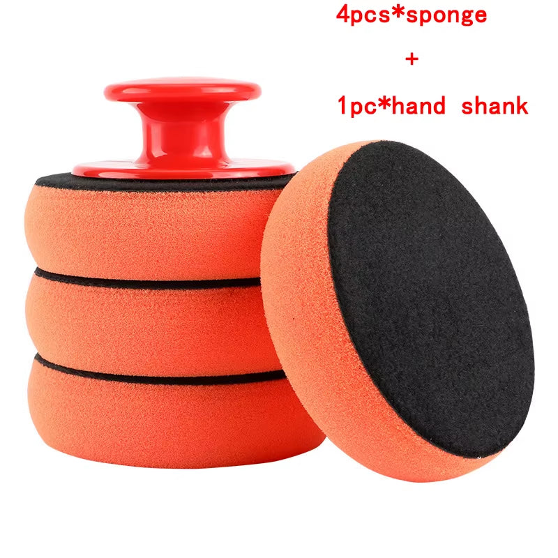 Car Waxing Handle Polishing Tool Car Wash Sponge Car Beauty Care Products Waxing Sponge Suit Car Cleaning Accessories for Car