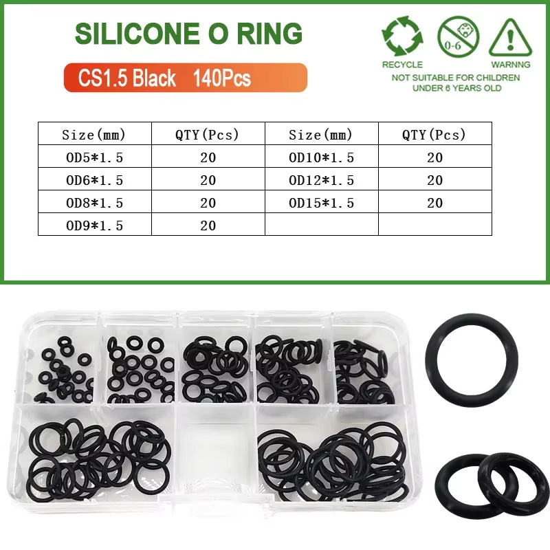 Silicone Seal Rings Set Pressure Washer Spacer Rubber O-Ring Plumbing Gasket Oil Resistant Nbr O Ring High Temperature Oring Kit