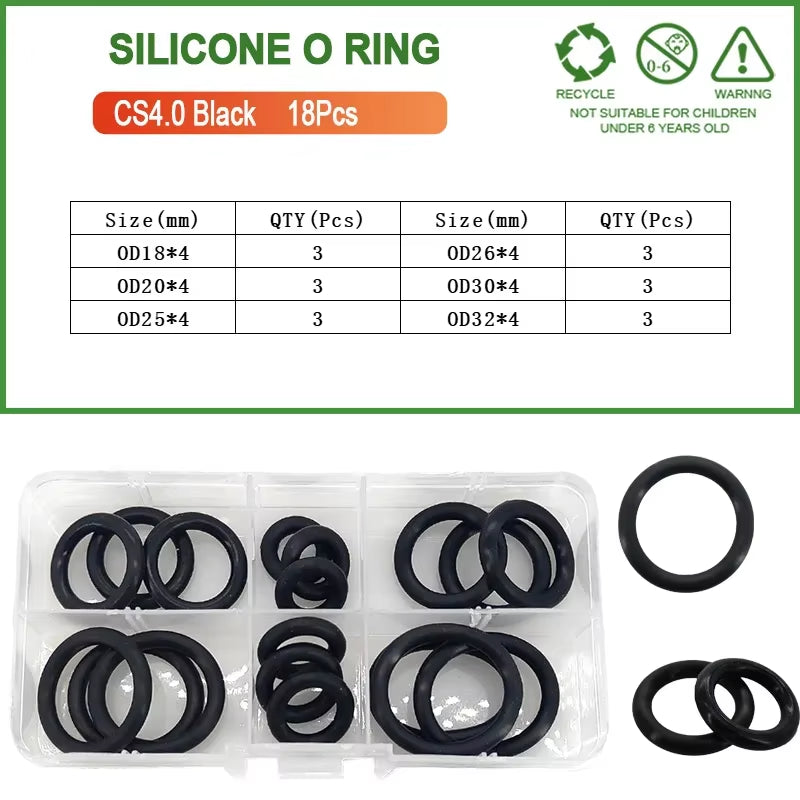 Silicone Seal Rings Set Pressure Washer Spacer Rubber O-Ring Plumbing Gasket Oil Resistant Nbr O Ring High Temperature Oring Kit