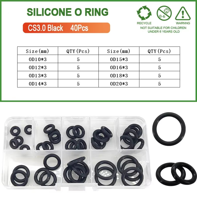 Silicone Seal Rings Set Pressure Washer Spacer Rubber O-Ring Plumbing Gasket Oil Resistant Nbr O Ring High Temperature Oring Kit