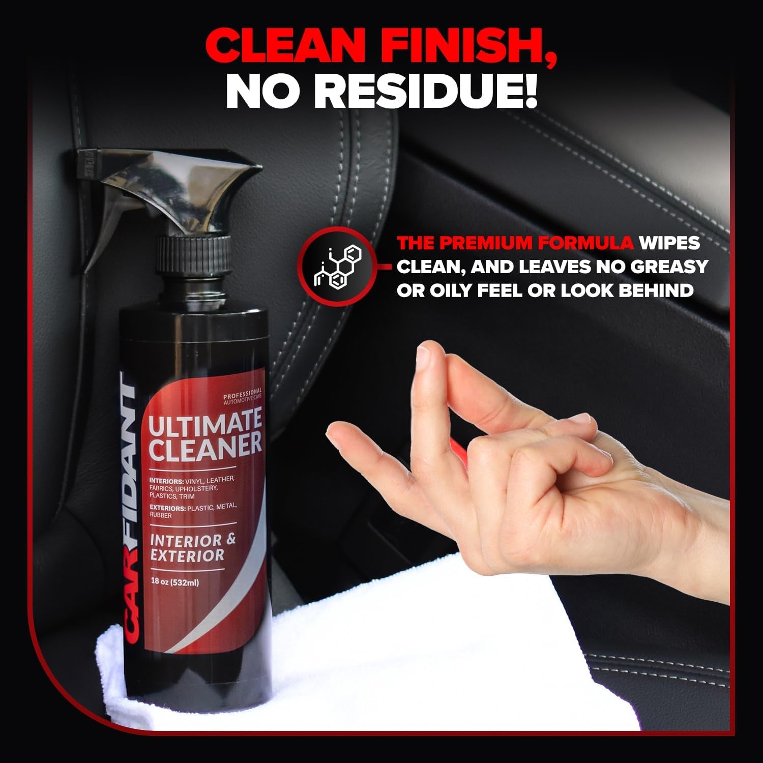 Ultimate Cleaner - Car Interior Cleaner - Quick Detailer Safely Cleans on Plastic, Vinyl, Leather, Fabric, Upholstery and More - save on All Surfaces - 18Oz Kit