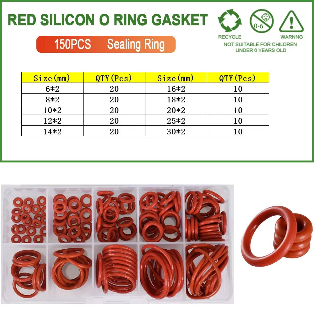 Silicone Seal Rings Set Pressure Washer Spacer Rubber O-Ring Plumbing Gasket Oil Resistant Nbr O Ring High Temperature Oring Kit