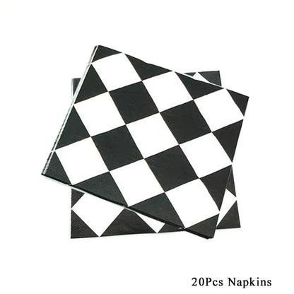 1Set 137X274Cm Black White Tablecloths Racing Car Motorcycle Theme Party Dispossible Plastic Tablecover Birthday Party Supplies