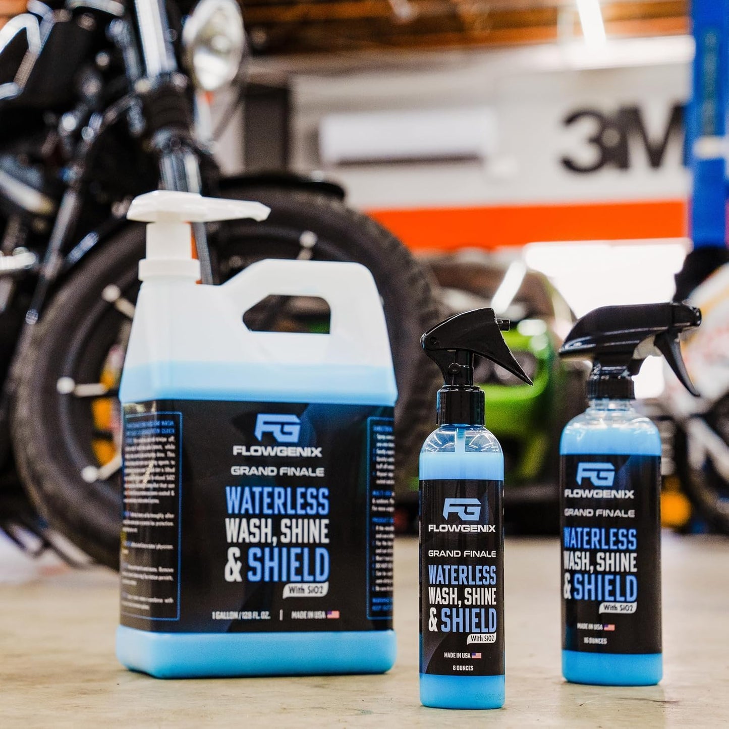 ™ Waterless Car Wash Spray - Grand Finale - Motorcycle Cleaner & Car Wax Polish - Ceramic Coating - Incl. 2 Microfiber Towels - Best Cleaner & Quick Detailer to Make Your Car Shine (3-Pack)