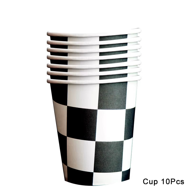 1Set 137X274Cm Black White Tablecloths Racing Car Motorcycle Theme Party Dispossible Plastic Tablecover Birthday Party Supplies