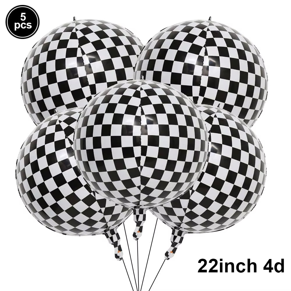 Car Wheel Theme Birthday Party Plate Napkin Balloons Checkered Race Car Themed Party 3TH 4TH 5TH Birthday Party Supplies