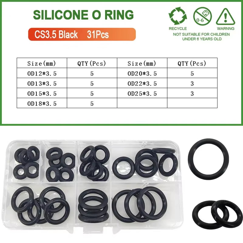 Silicone Seal Rings Set Pressure Washer Spacer Rubber O-Ring Plumbing Gasket Oil Resistant Nbr O Ring High Temperature Oring Kit