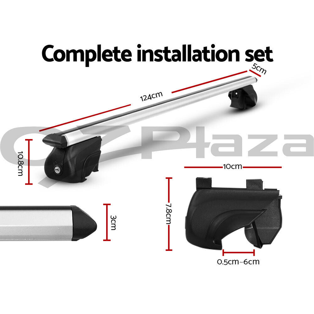 Universal Car Roof Racks Pod Aluminium Cross Bars 111Cm Silver Upgraded Holder