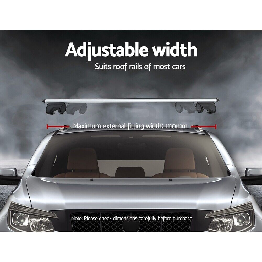 Universal Car Roof Racks Pod Aluminium Cross Bars 111Cm Silver Upgraded Holder