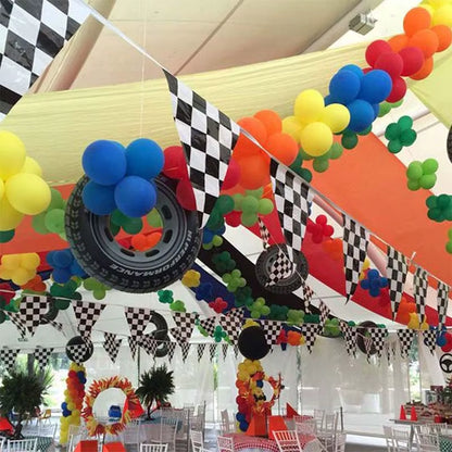 Car Wheel Theme Birthday Party Plate Napkin Balloons Checkered Race Car Themed Party 3TH 4TH 5TH Birthday Party Supplies