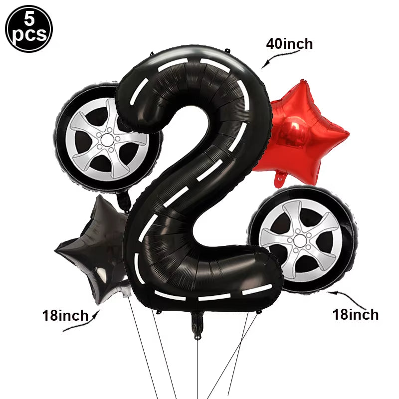 Car Wheel Theme Birthday Party Plate Napkin Balloons Checkered Race Car Themed Party 3TH 4TH 5TH Birthday Party Supplies