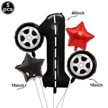 Car Wheel Theme Birthday Party Plate Napkin Balloons Checkered Race Car Themed Party 3TH 4TH 5TH Birthday Party Supplies