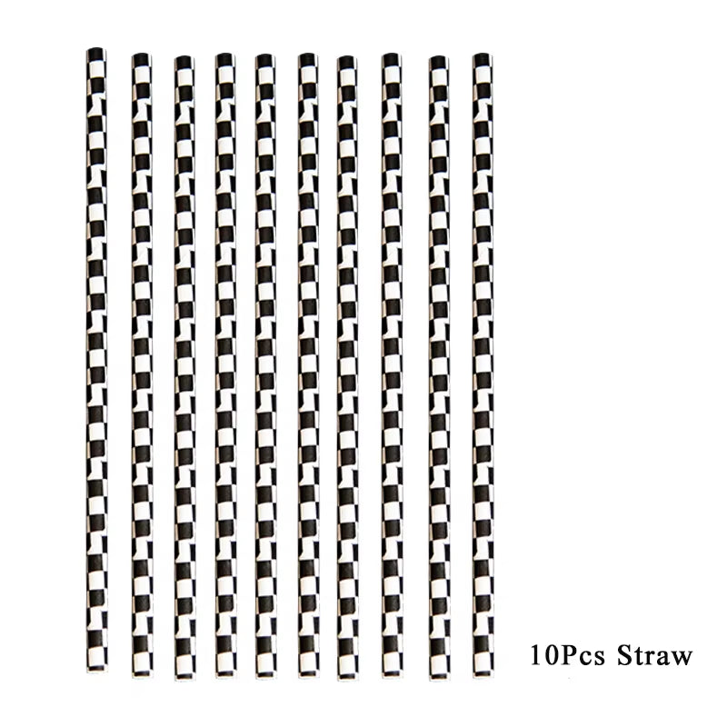 1Set 137X274Cm Black White Tablecloths Racing Car Motorcycle Theme Party Dispossible Plastic Tablecover Birthday Party Supplies