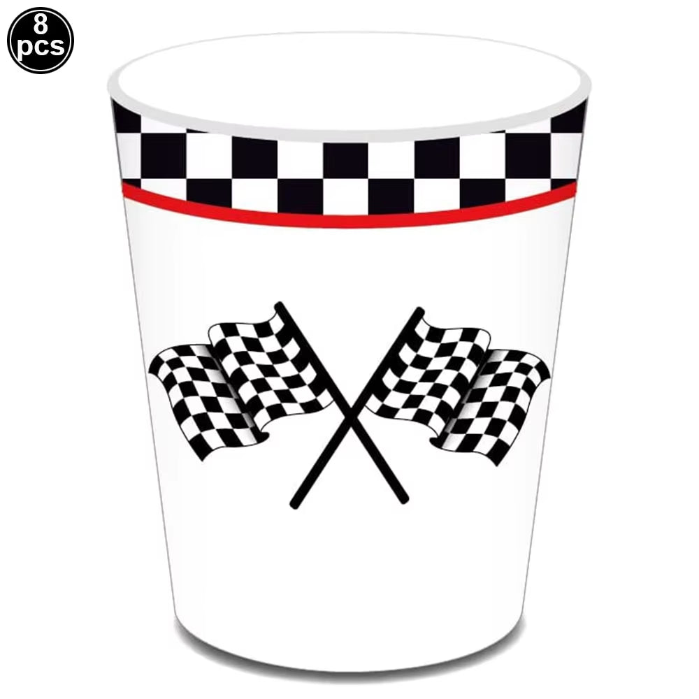 1Set 137X274Cm Black White Tablecloths Racing Car Motorcycle Theme Party Dispossible Plastic Tablecover Birthday Party Supplies