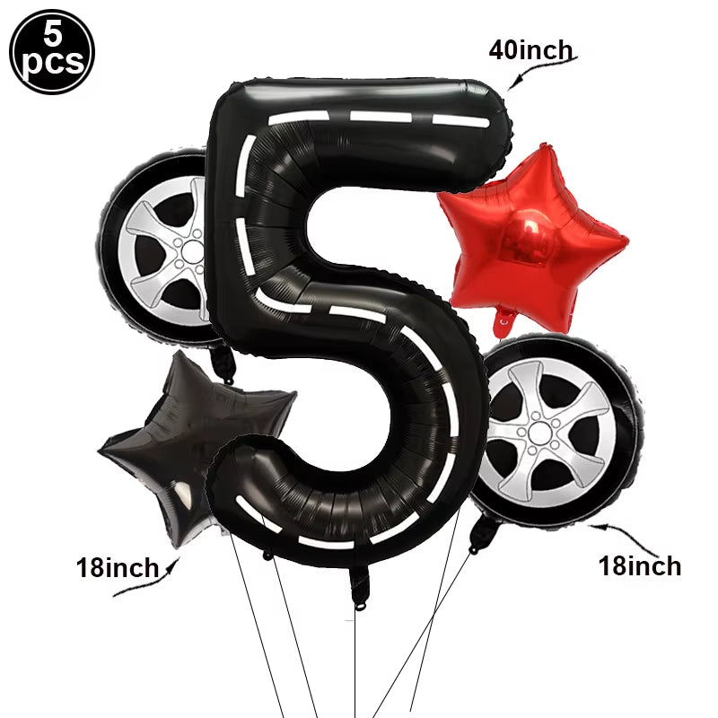 Car Wheel Theme Birthday Party Plate Napkin Balloons Checkered Race Car Themed Party 3TH 4TH 5TH Birthday Party Supplies