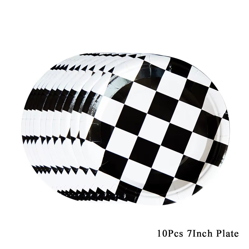 Car Wheel Theme Birthday Party Plate Napkin Balloons Checkered Race Car Themed Party 3TH 4TH 5TH Birthday Party Supplies