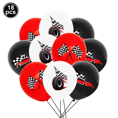 Car Wheel Theme Birthday Party Plate Napkin Balloons Checkered Race Car Themed Party 3TH 4TH 5TH Birthday Party Supplies