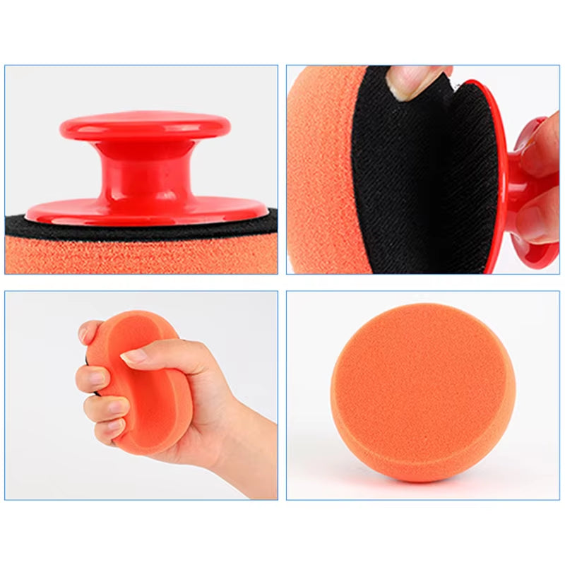 Car Waxing Handle Polishing Tool Car Wash Sponge Car Beauty Care Products Waxing Sponge Suit Car Cleaning Accessories for Car