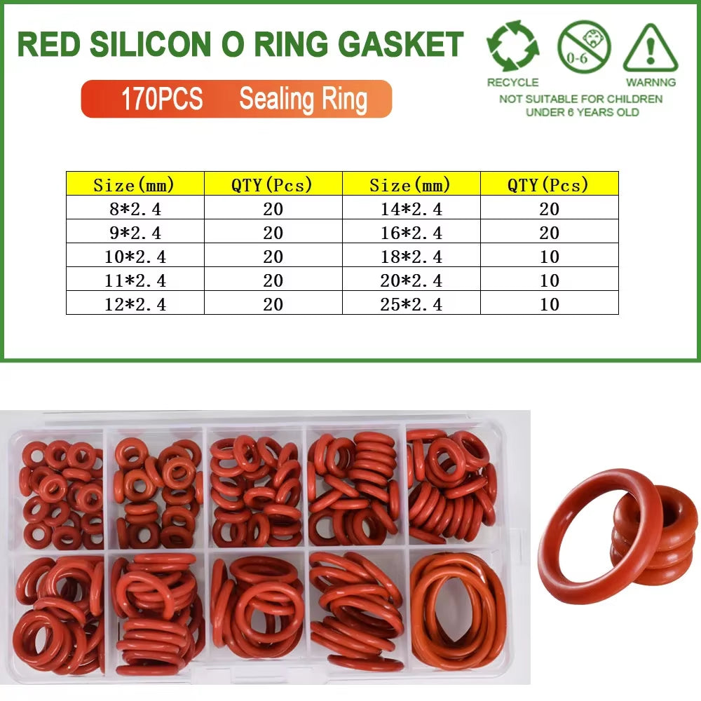 Silicone Seal Rings Set Pressure Washer Spacer Rubber O-Ring Plumbing Gasket Oil Resistant Nbr O Ring High Temperature Oring Kit