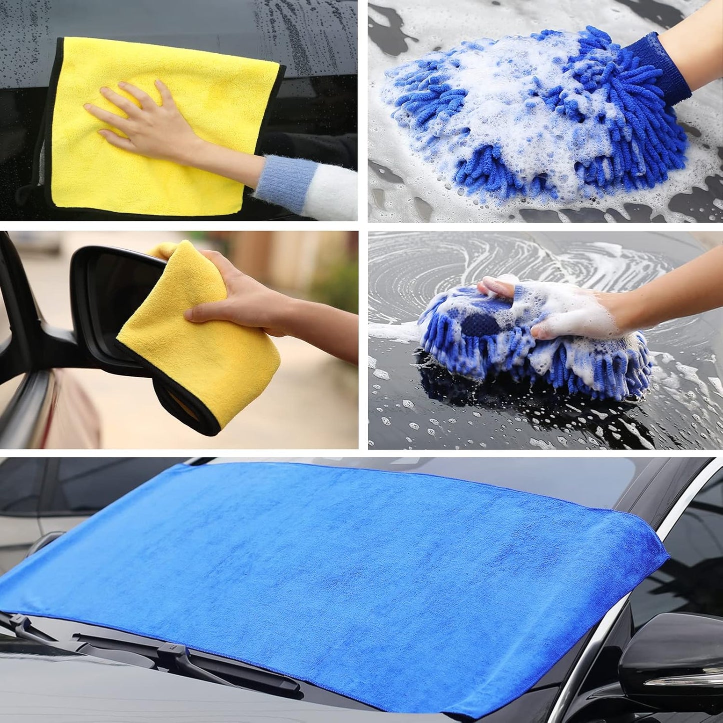 30Pcs Car Wash Cleaning Kit - Car Care Wash Tools Set Car Detailing Set with Collapsible Bucket Snow Shovel