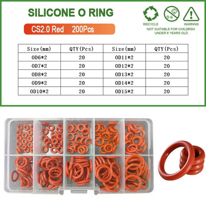 Silicone Seal Rings Set Pressure Washer Spacer Rubber O-Ring Plumbing Gasket Oil Resistant Nbr O Ring High Temperature Oring Kit