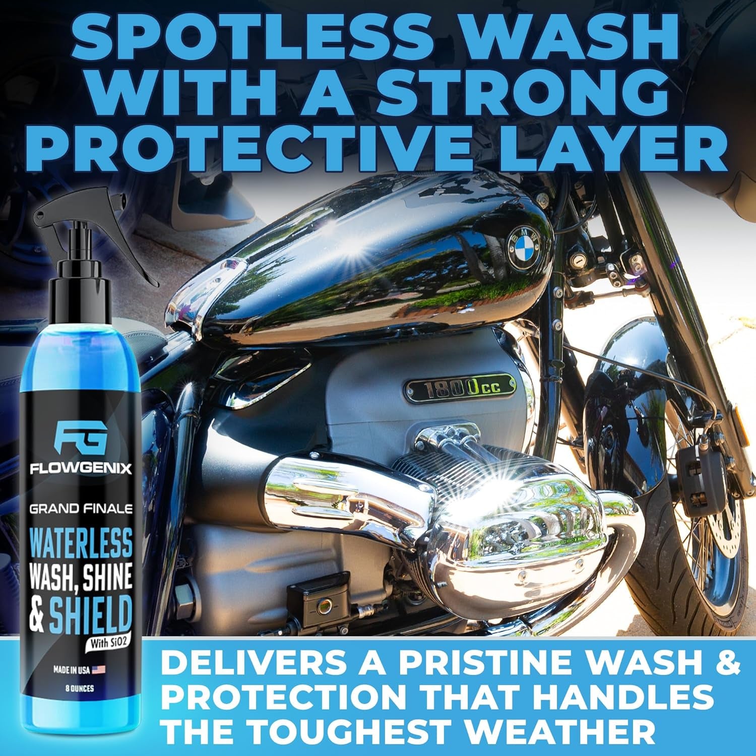™ Waterless Car Wash Spray - Grand Finale - Motorcycle Cleaner & Car Wax Polish - Ceramic Coating - Incl. 2 Microfiber Towels - Best Cleaner & Quick Detailer to Make Your Car Shine (3-Pack)
