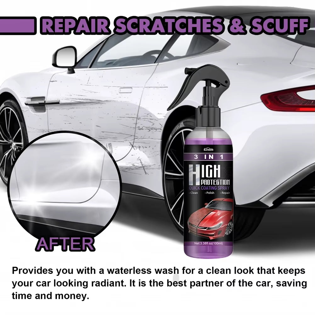 3In1 Quick Coating Spray 100ML High Protection Shine Armor Ceramic Car Wash Car Shield Coating Cleaning Nano Polishing Paint Wax