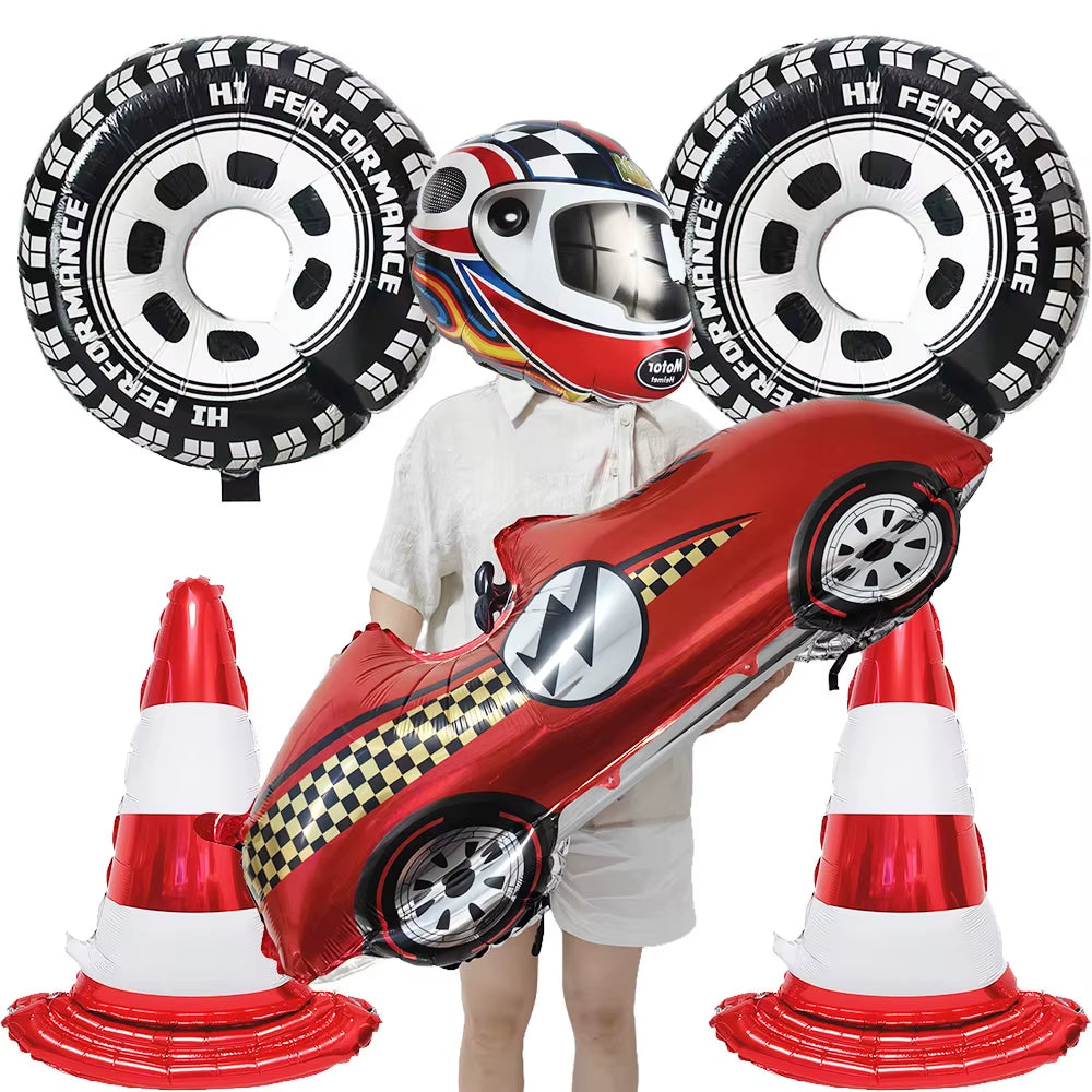 Car Wheel Theme Birthday Party Plate Napkin Balloons Checkered Race Car Themed Party 3TH 4TH 5TH Birthday Party Supplies