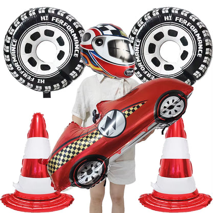 Car Wheel Theme Birthday Party Plate Napkin Balloons Checkered Race Car Themed Party 3TH 4TH 5TH Birthday Party Supplies