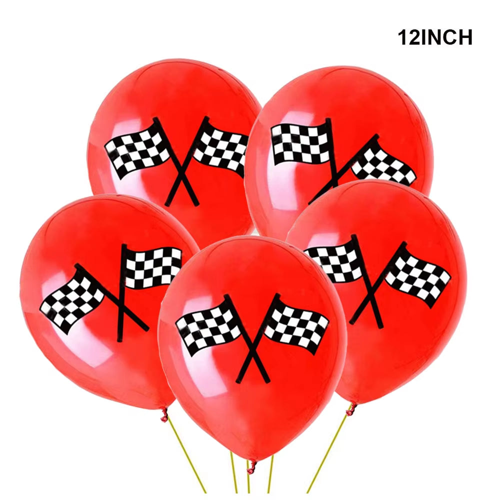 Car Wheel Theme Birthday Party Plate Napkin Balloons Checkered Race Car Themed Party 3TH 4TH 5TH Birthday Party Supplies