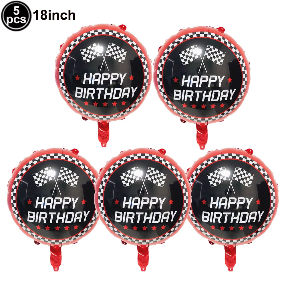 Car Wheel Theme Birthday Party Plate Napkin Balloons Checkered Race Car Themed Party 3TH 4TH 5TH Birthday Party Supplies