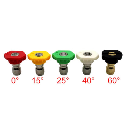 1Pcs 1/4" Quick Connect Garden High Pressure Washer Spray Nozzle 0 15 25 40 60Degree Watering Soap Nozzle Tip Garden Cleaning