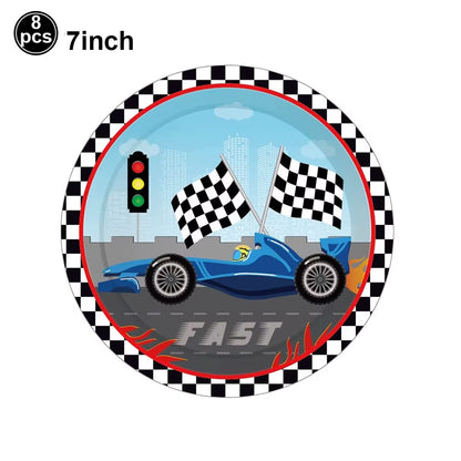 1Set 137X274Cm Black White Tablecloths Racing Car Motorcycle Theme Party Dispossible Plastic Tablecover Birthday Party Supplies