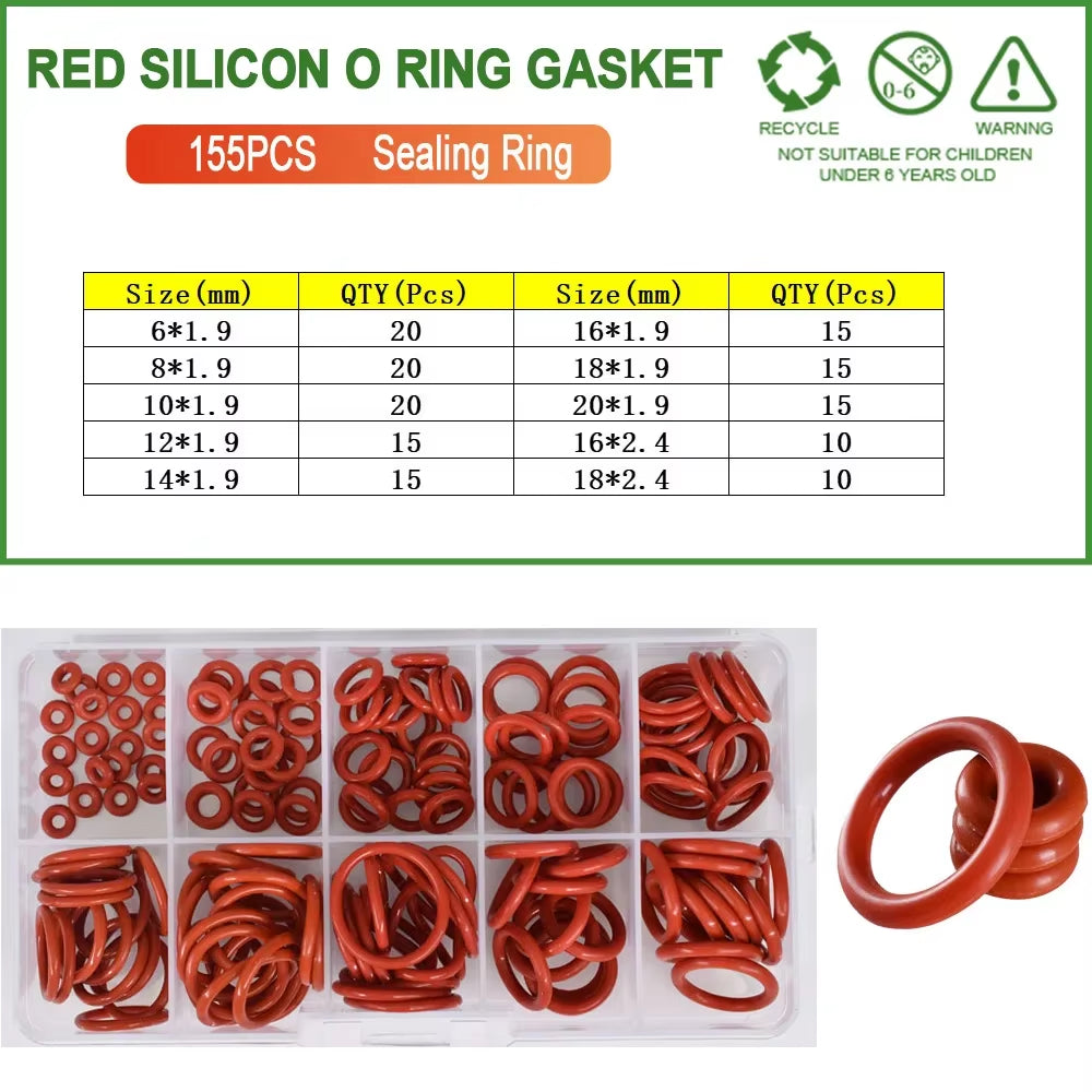 Silicone Seal Rings Set Pressure Washer Spacer Rubber O-Ring Plumbing Gasket Oil Resistant Nbr O Ring High Temperature Oring Kit