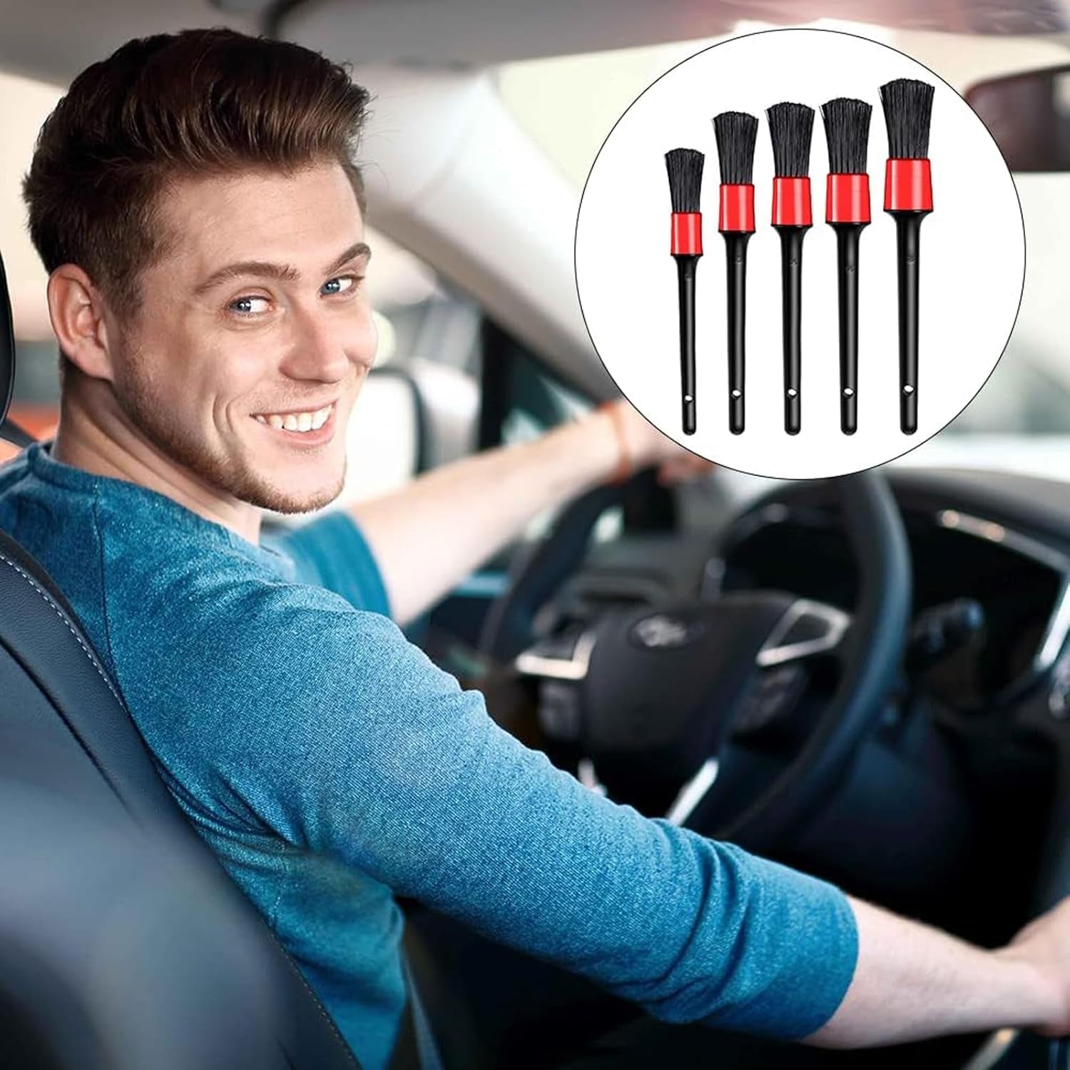 Car Detailing Brush Set, 5 Pieces Car Cleaning Brush Set, Car Cleaning Brushes, Ultra Soft, Cleaning Brush Car for Vehicle Care, Cleaning Vehicle Upholstery