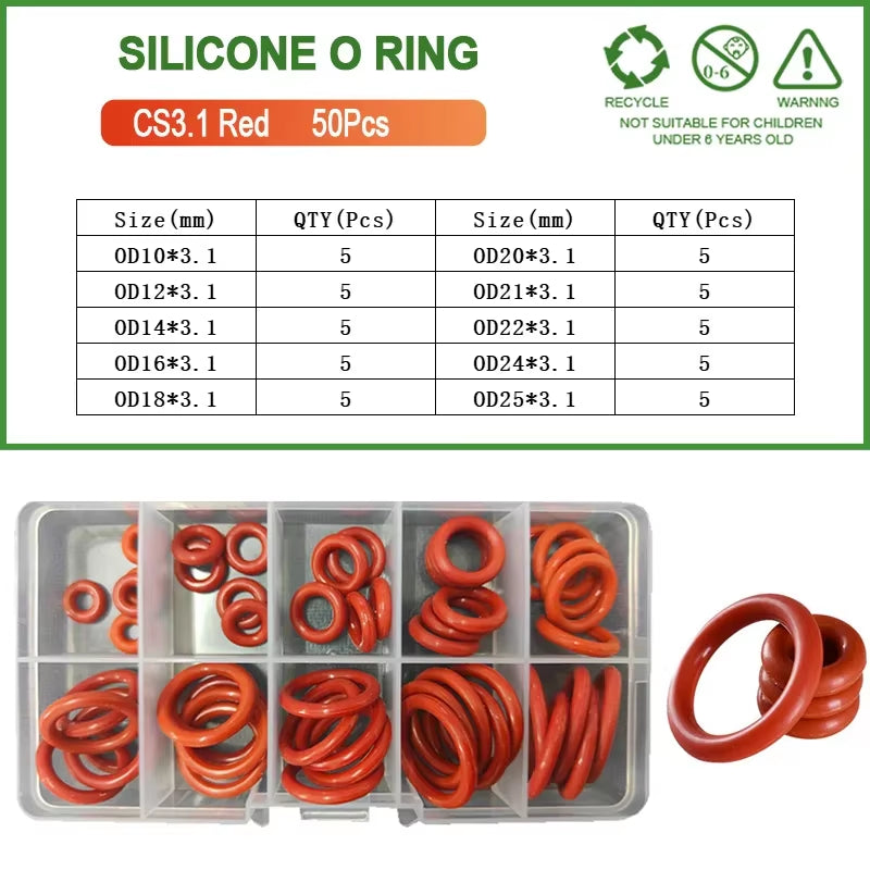 Silicone Seal Rings Set Pressure Washer Spacer Rubber O-Ring Plumbing Gasket Oil Resistant Nbr O Ring High Temperature Oring Kit