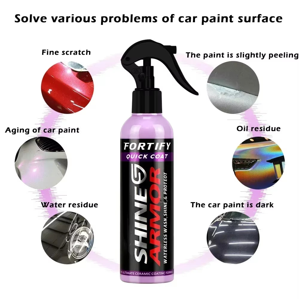 SHINE ARMOR Fortify Quick Coat Ceramic Coating Car Wax Polish Spray Waterless Car Wash&Wax Hydrophobic Top Coat Polish