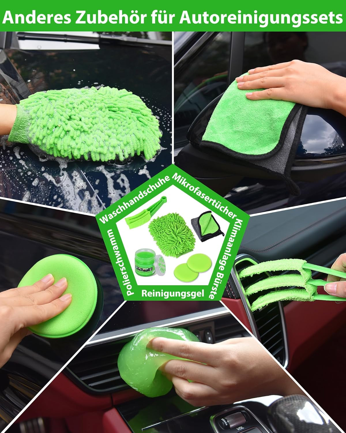 20 Pieces Car Cleaning Set Interior Exterior Car Care Set with Car Wash Brush, Detailing Brush, Rim Brush, Microfibre Cloths, Wash Glove, Car Cleaning Set for Engine Car Trucks