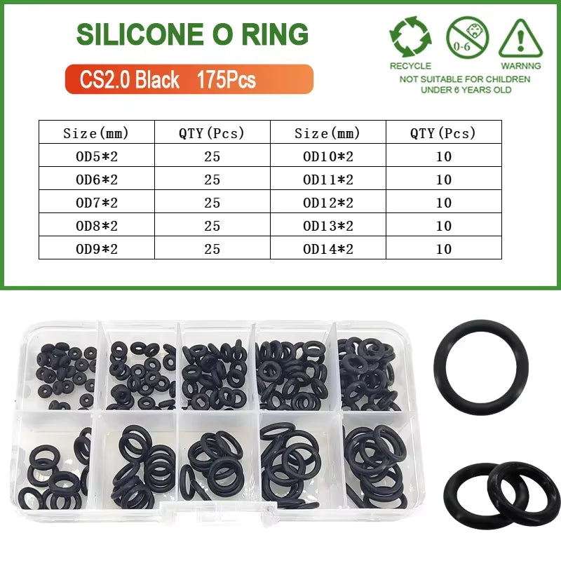 Silicone Seal Rings Set Pressure Washer Spacer Rubber O-Ring Plumbing Gasket Oil Resistant Nbr O Ring High Temperature Oring Kit