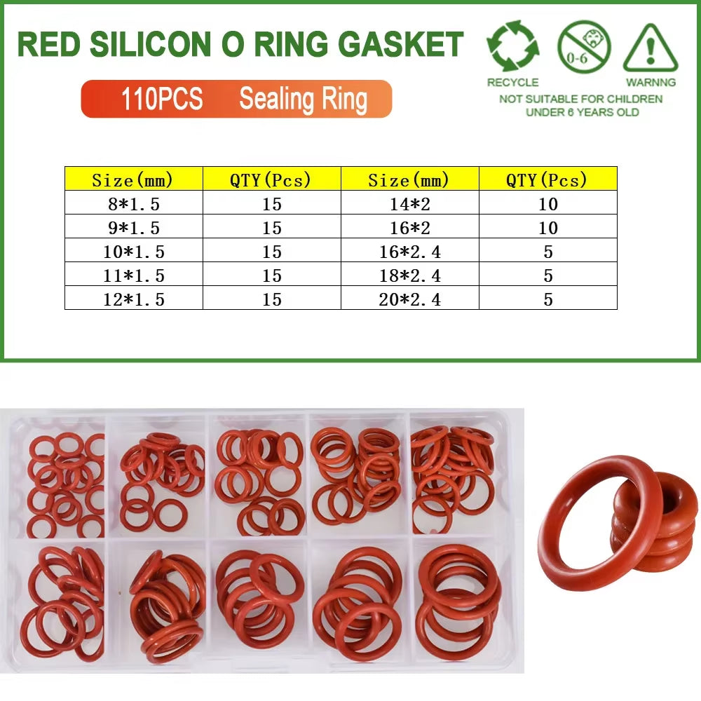 Silicone Seal Rings Set Pressure Washer Spacer Rubber O-Ring Plumbing Gasket Oil Resistant Nbr O Ring High Temperature Oring Kit